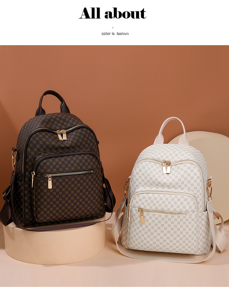 Fashion Backpack Bags Type Waterproof 16 Inch Argyle Casual Travel Women's Backpack