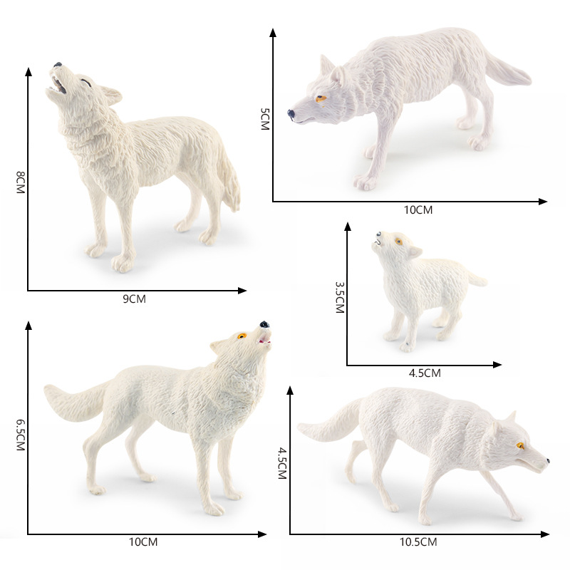 Transfronterizo simulación estática bosque animal blanco Lobo modelo Lobo bebé Lobo Ártico Lobo rugido Lobo estática decoración de escritorio juguete