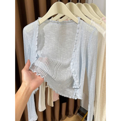 薄いニットの女性の外は小さいショールを掛けてスカートの夏のエアコンのシャツの氷の糸の日焼け止めのカーディガンの小さいオーバーのブラウスを配合します。