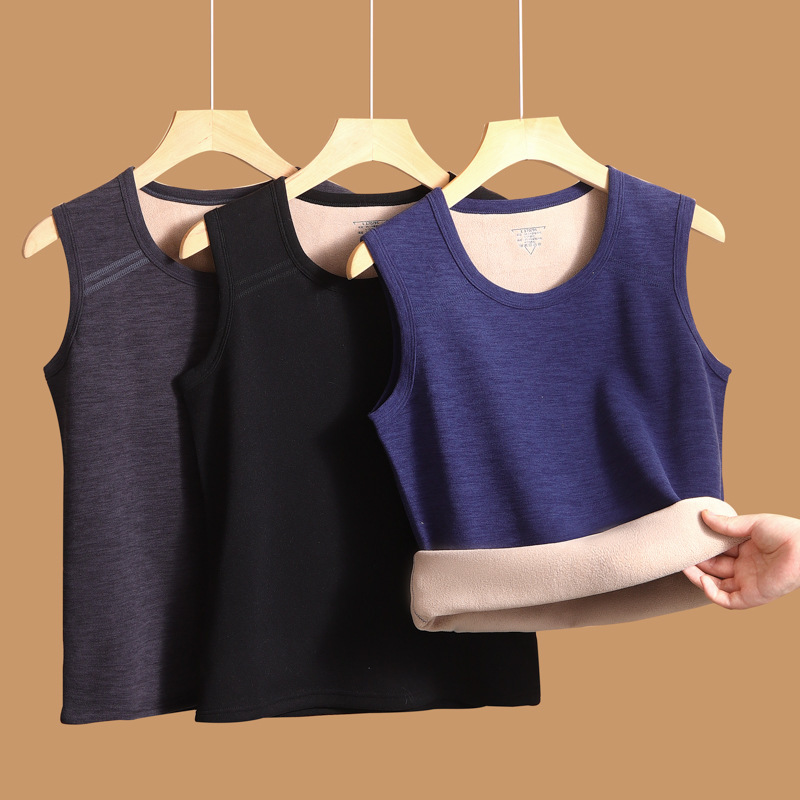 秋冬驼绒加厚奥粒绒保暖背心男打底衫秋冬季马甲坎肩打底衫