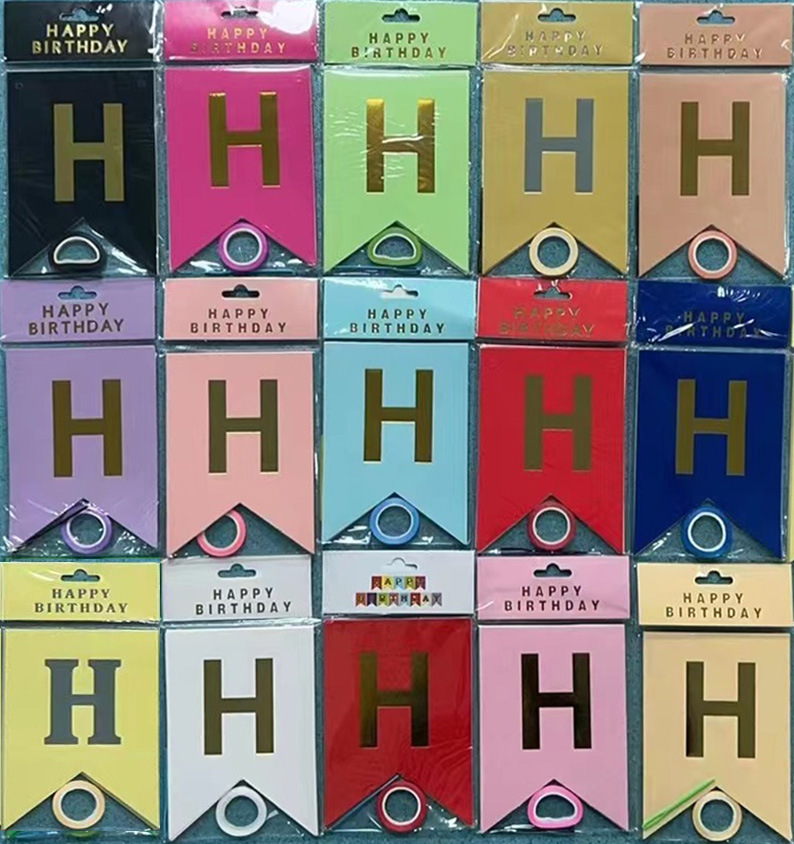 HAPPY BIRTHDAY fiesta de cumpleaños en inglés diseño diagonal de bandera de cola de mermaid letras banderas de color