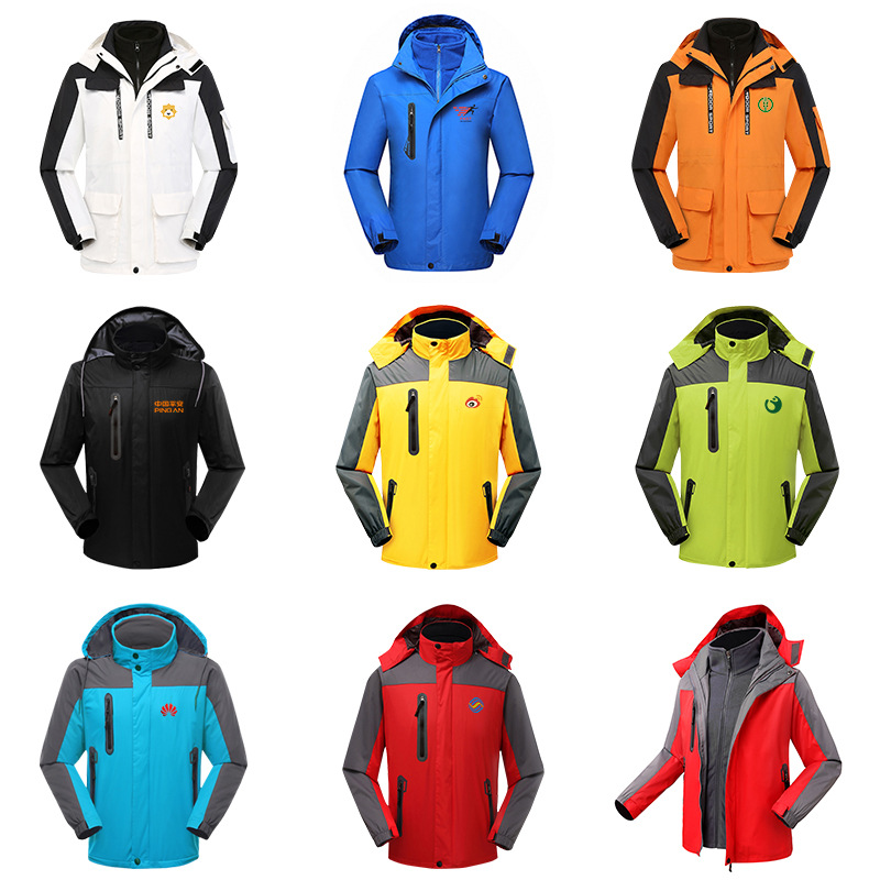 Invierno 3 - en - 1 ropa de asalto personalizada logotipo de terciopelo interior dos piezas conjunto de chaqueta extraíble ropa de trabajo personalizada