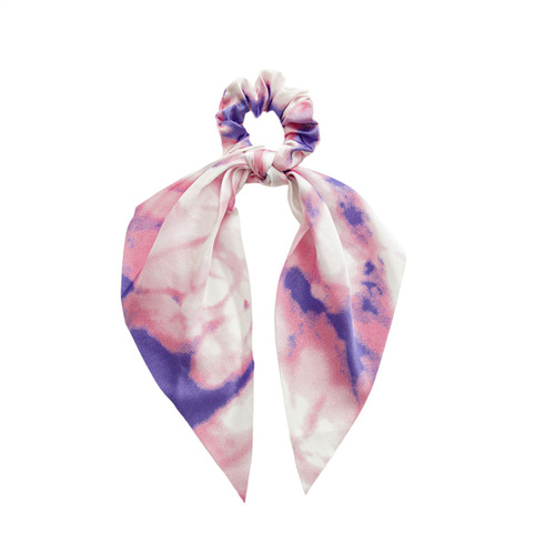 New European and American Style Tie-dye Fabric Braided Hairband Big Bow Hair Circle Headpiece Cross-border Women's Hair Band Square Scarf Hair Circle 