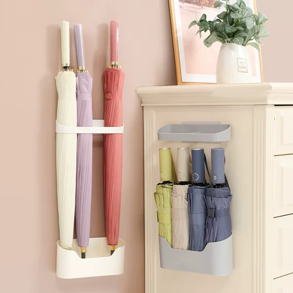 Cross-Border Wall-Mounted Umbrella Storage Rack, Drain Design, Narrow Body, Space-Saving, Long-Handled Umbrella Storage Without Pressure