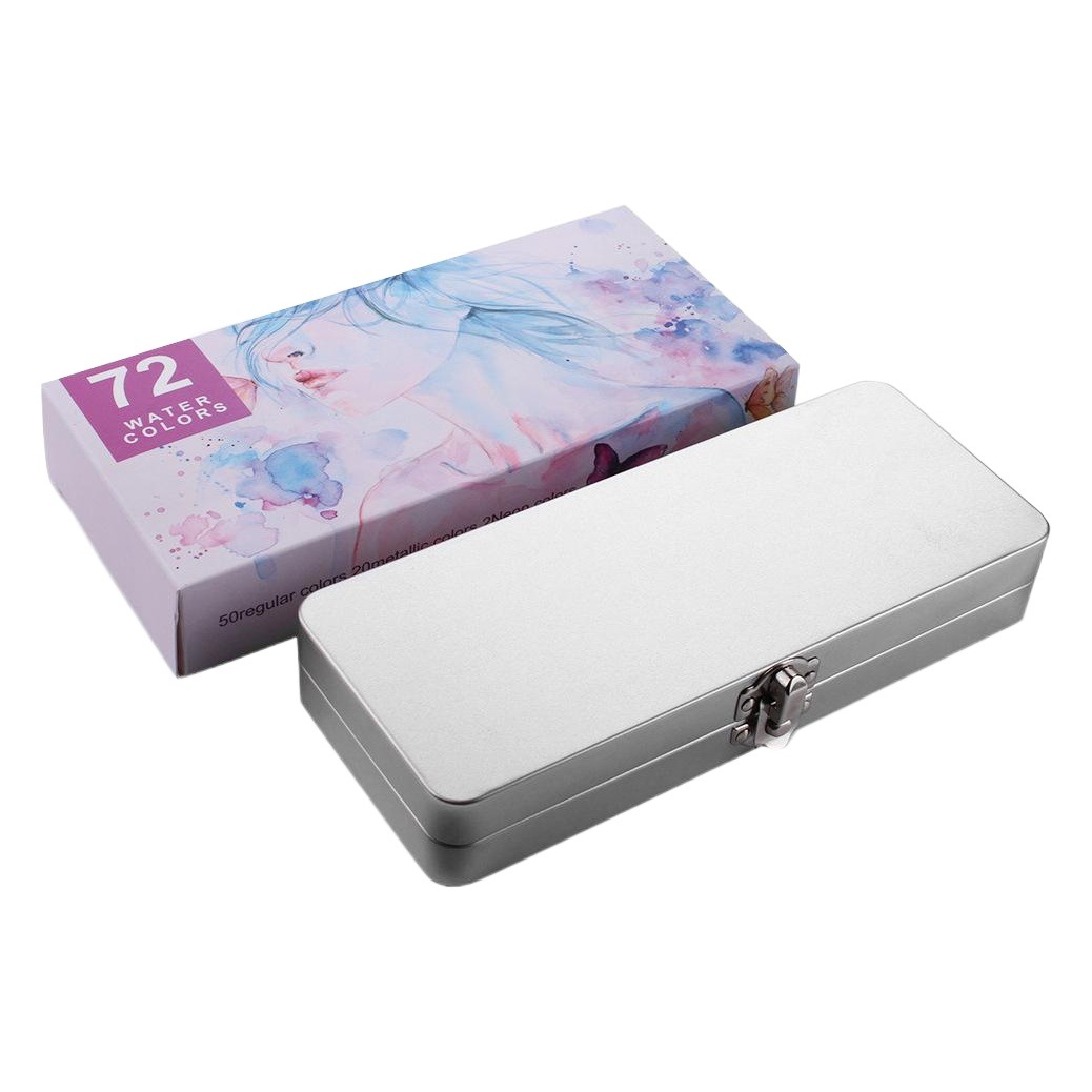 Conjunto de pintura de acuarela sólida sin logotipo 50 colores 72 colores 90 colores embalaje neutro acuarela color perla color fluorescente
