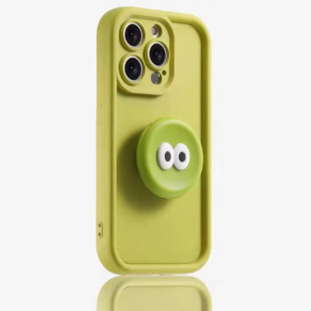 Estuche suave de color sólido simple INS para iPhone16ProMax Soporte de ojos grandes 14 Estuche para teléfono móvil Apple 15P 13