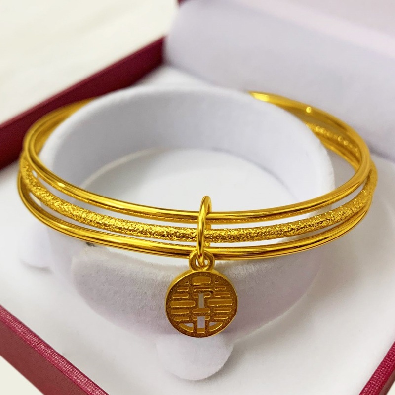 Three Layer Circle Bangle Bracelet Gold Plated Brass Jewelry_voghion.com