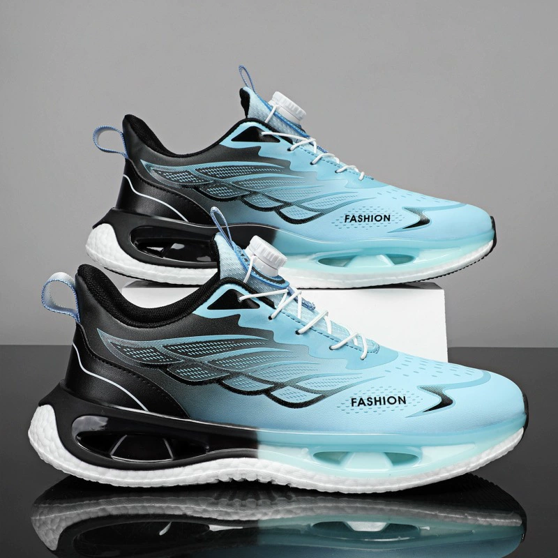 Летняя мужская обувь 2024 бег новый амортизационный ротационный молодежный кроссовки на пуговицах попкорн спортивные кроссовки