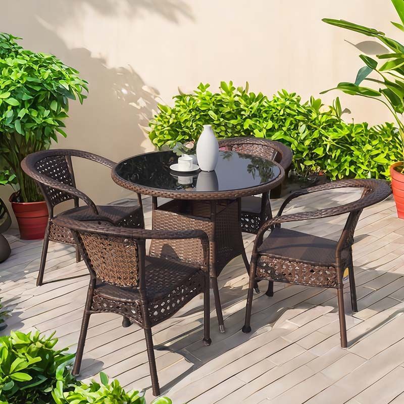 [4 chairs with cushions] + 70cm round table