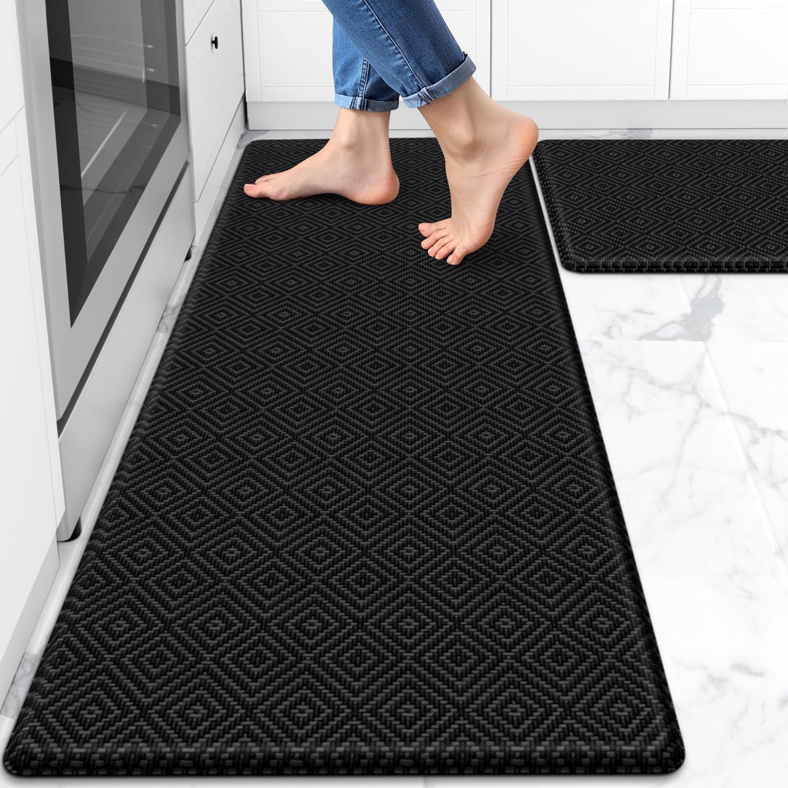 Cross-Border Pu Leather Kitchen Floor Mat Carpet Pvc Wipeable No-Wash Anti-Slip Mat Long Waterproof and Oil-Proof Foot Mat