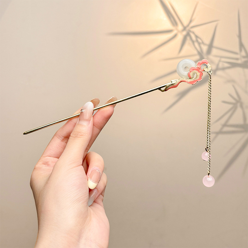 Retro simple nicho de alta estética oriental diseño de cabello de flores de frascos de estilo antiguo cabello