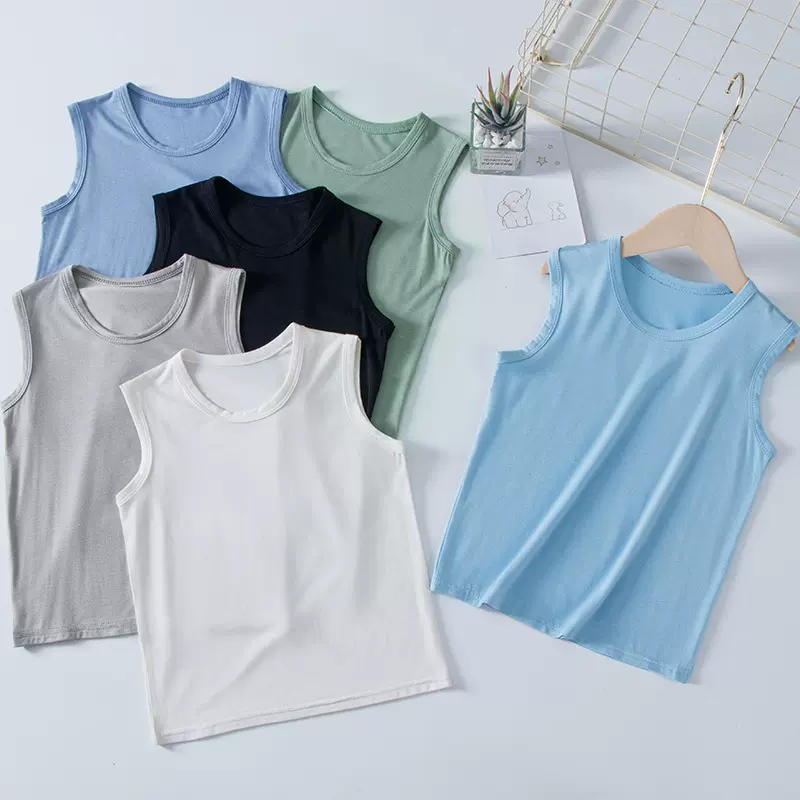 莫代尔儿童背心男童跨栏吊带夏季冰丝青少年男孩大童女童宝宝内衣