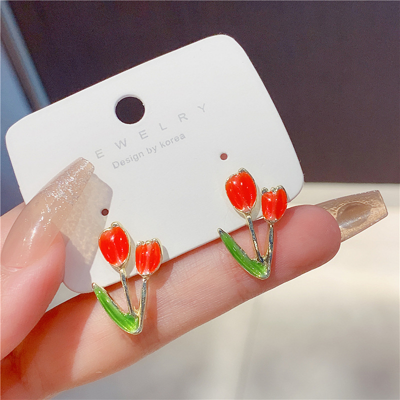 1 Ζεύγος Γλυκό. Λουλούδια Κράμα Επάργυρο Άργυρο Σκουλαρίκια Με Σκουλαρίκια display picture 6