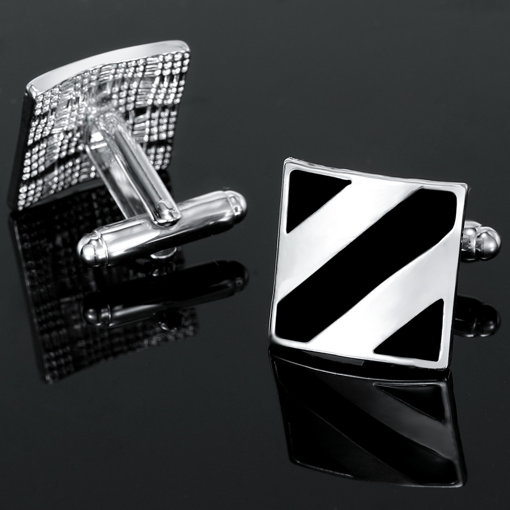 diamond studded square French metal cufflinks for men's business shirt cuff nails source factory spot_voghion.com