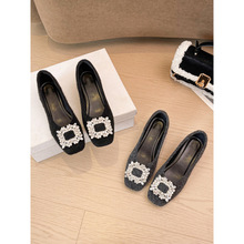 水钻气质毛毛鞋女秋冬外穿2025年新款韩版仙女方头浅口大码单鞋