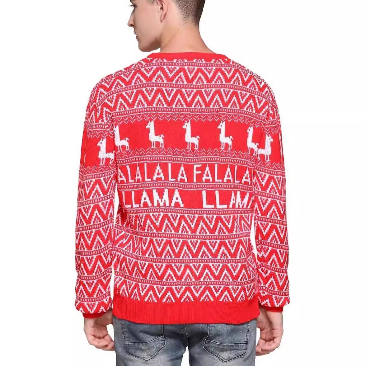 Customized manufacturers process European and American Christmas foreign trade men's sweaters loose pullover cartoon jacquard sweaters