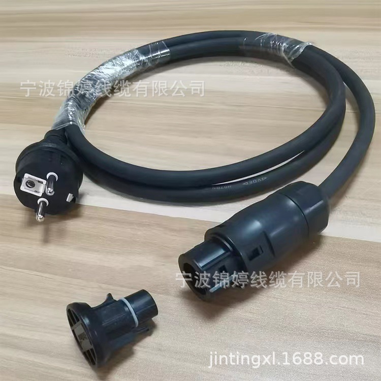 生产IP44欧规插头橡胶电源线配太阳能光伏微型逆变器BC01公母接头
