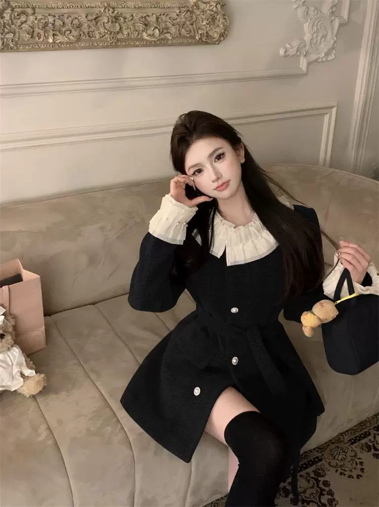 Весенний приталенный комплект платье-жакет в стиле Chanel для подростков, красный/чёрный, S–XL