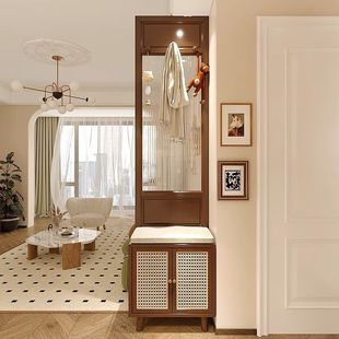 French Mid-Century Style Living Room Glass Screen Partition Cabinet Facing the Entrance Door Entrance Art Cabinet Storage Integrated Shoe Cabinet