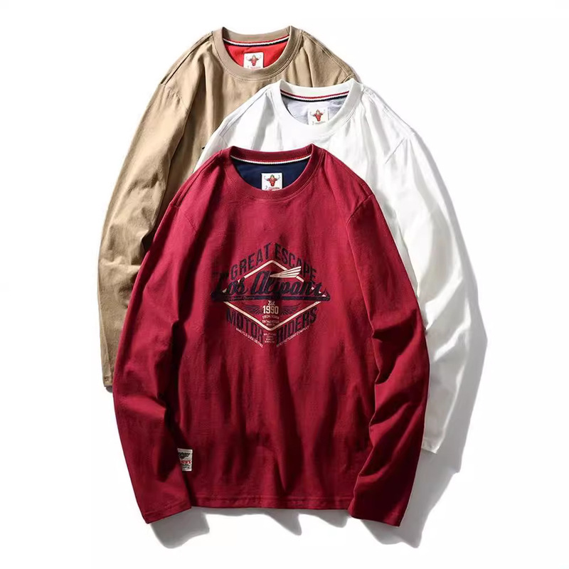 Couple Spring and Autumn 22g Technology Sanding Heavy Industry Washed Cotton Crewneck Base Shirt Fashion Trendy Men's Loose Sweater