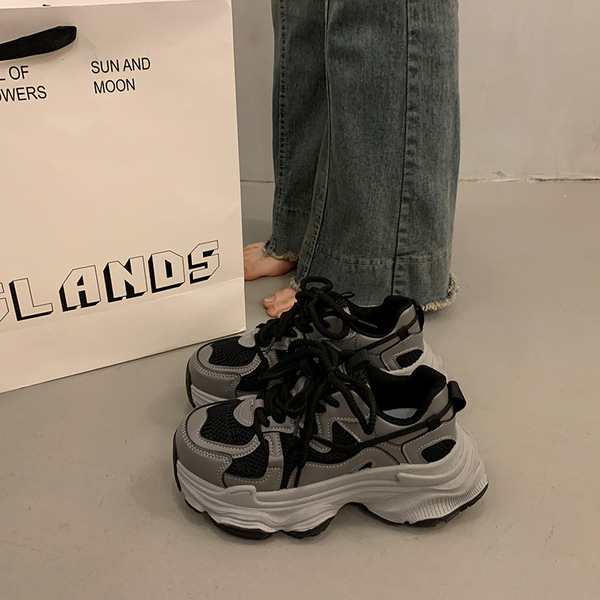 Demi-season mesh breathable sneakers platform for leisure