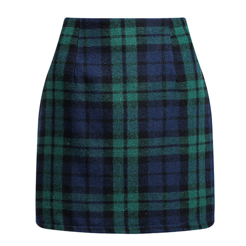 Bestselling Independent Store Item: Women's High-Waisted Plaid Skirt, Body-Hugging Wool Mini Pencil Skirt