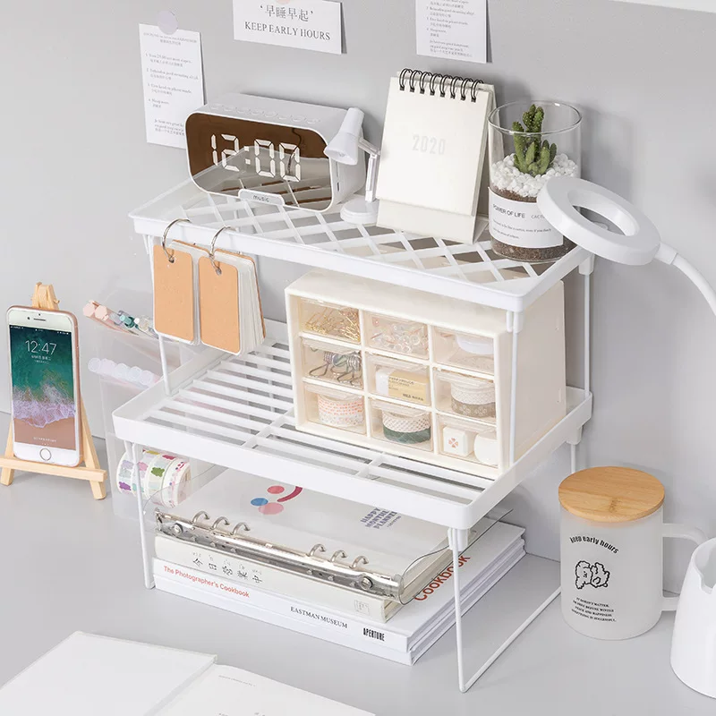 Countertop hollow folding iron-based layered storage rack desktop storage rack storage cabinet interior compartment single-layer folding rack
