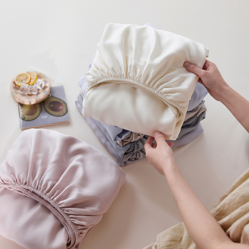 Class A Maternal and Infant Grade 100S Ultra-fine Denier Silk Solid Color Single Product Bed Hat Skin-friendly Naked Sleep Simmons Mattress Protective Cover 1
