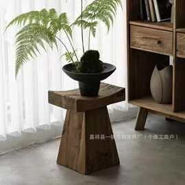 简约中古老榆木墩矮凳子家居摆件茶几边几民宿酒店客厅展示置物台