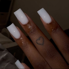 歐美穿戴甲短方形純白美甲貼片成品24片可拆卸假指甲片批發