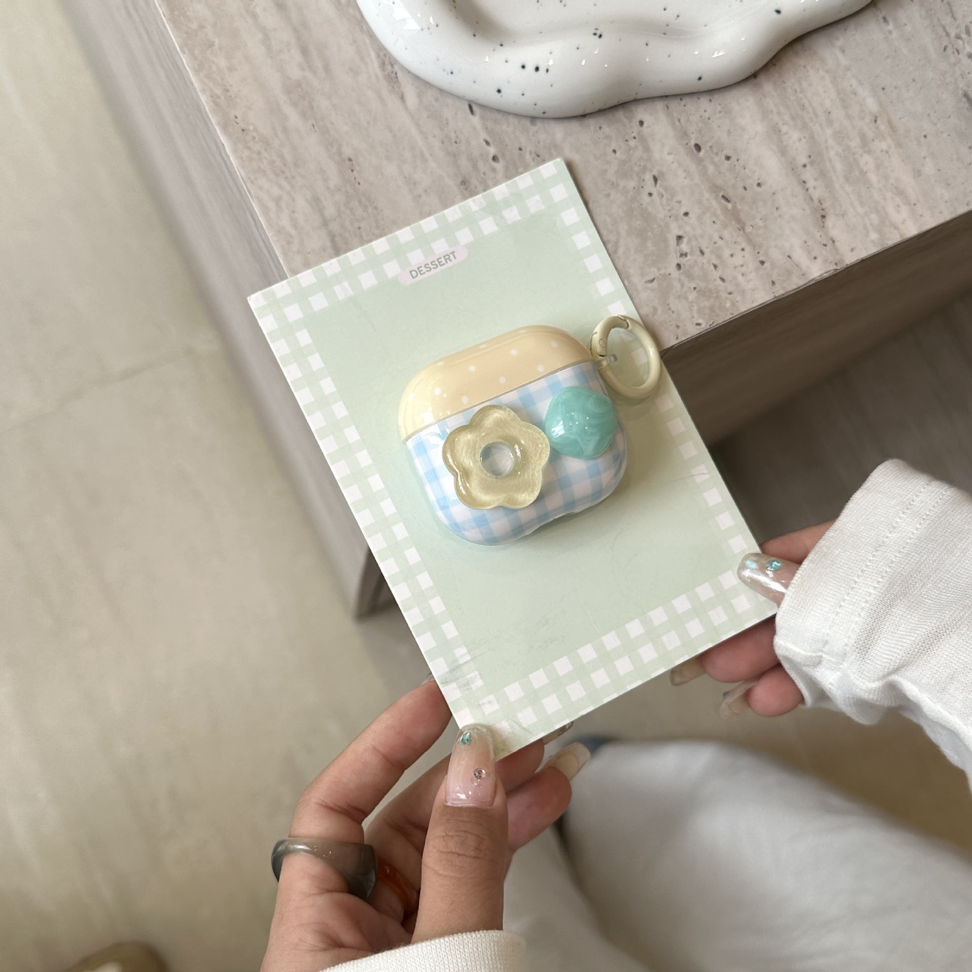 Las flores de cuadros azules frescas de verano son adecuadas para Airpods, nueva funda para auriculares inalámbricos Pro2 de 3/4 generación 1/2 generación