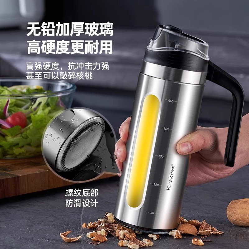 La olla de aceite de acero inoxidable no cuelga el aceite, la botella de aceite para el hogar de la cocina, la botella de condimento de vinagre de salsa de soja, la lata de aceite de vidrio de grado alimenticio