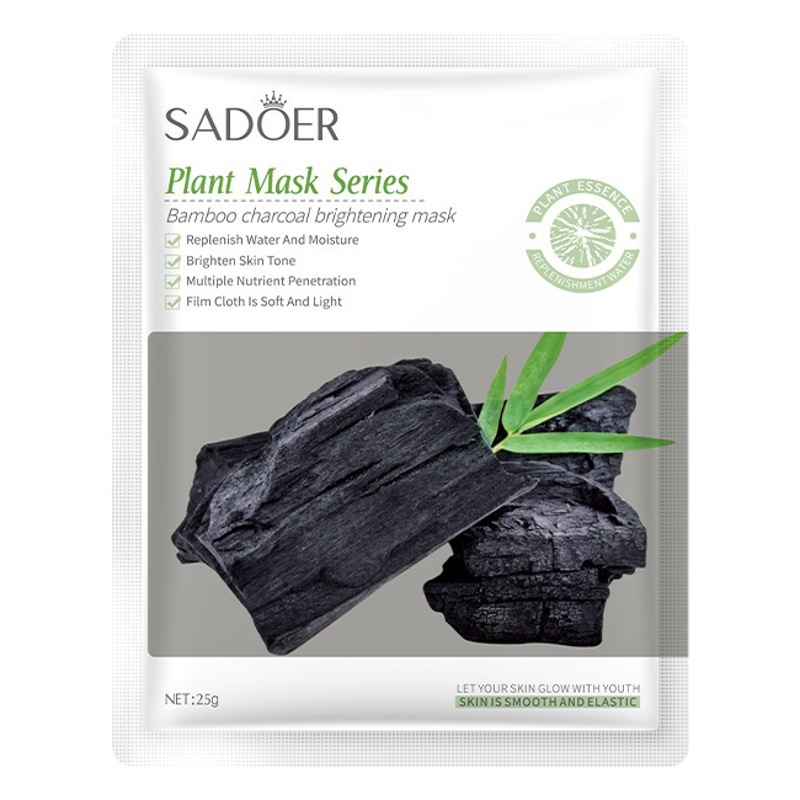 Completo inglés bambú carbón máscara pieza paquete 25g SADOER rejuvenecimiento de la piel hidratante máscara transfronteriza Comercio exterior al por mayor image 1