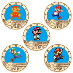 Super Mario commemorative coins Mario animation peripheral commemorative coins gold-plated die-cast badge gifts