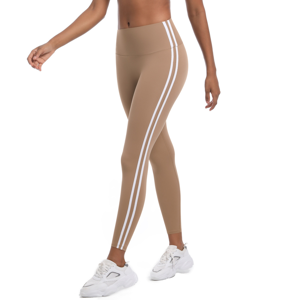 210g Weight Sleeveless Sleeve Length Nylon Fabric Type Short Top Length Leggings Pants Type Running, Sports Occasion Collarless Neckline Stripe Pattern Side Stripe Design Fitness, Sport Style Style Fitness Sport Style Stripe Nylon Collarless Side Stripe Active Bottoms Leggings 44