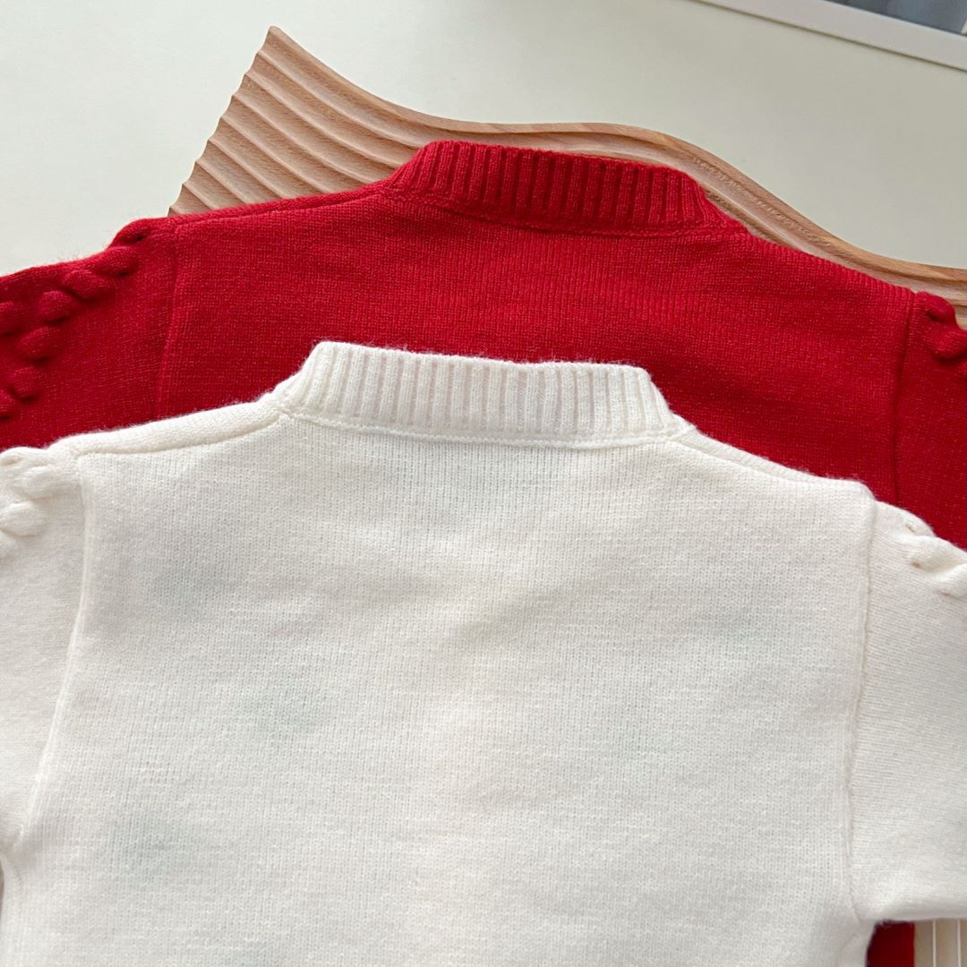 JINYONG Kinderpullover Neue koreanische Ausgabe Western Sweet bestickte Blume 3D Ball Strickmantel für Mädchen_voghion.com