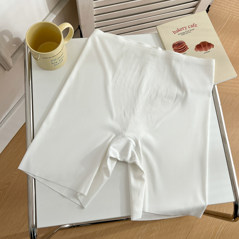 Calzoncillos bóxer para mujer de verano, seda de hielo para mujer, cintura alta sin costuras, talla grande, abdomen, pantalones de seguridad de cuatro esquinas dos en uno, delgados