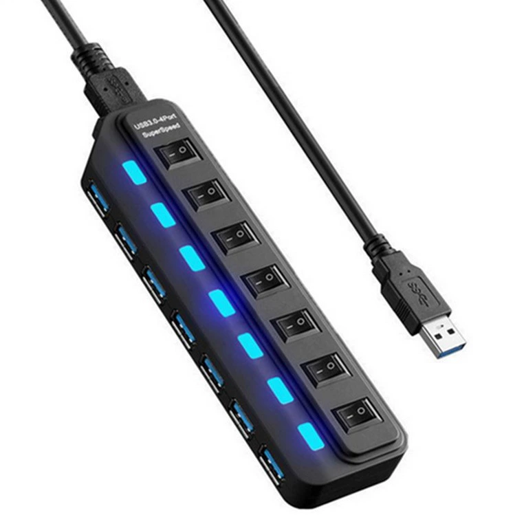 Новый 3.0HUB 7-портовый USB-концентратор «один-два» 3.0, высокоскоростной 3.0-концентратор с независимым переключателем-разветвителем