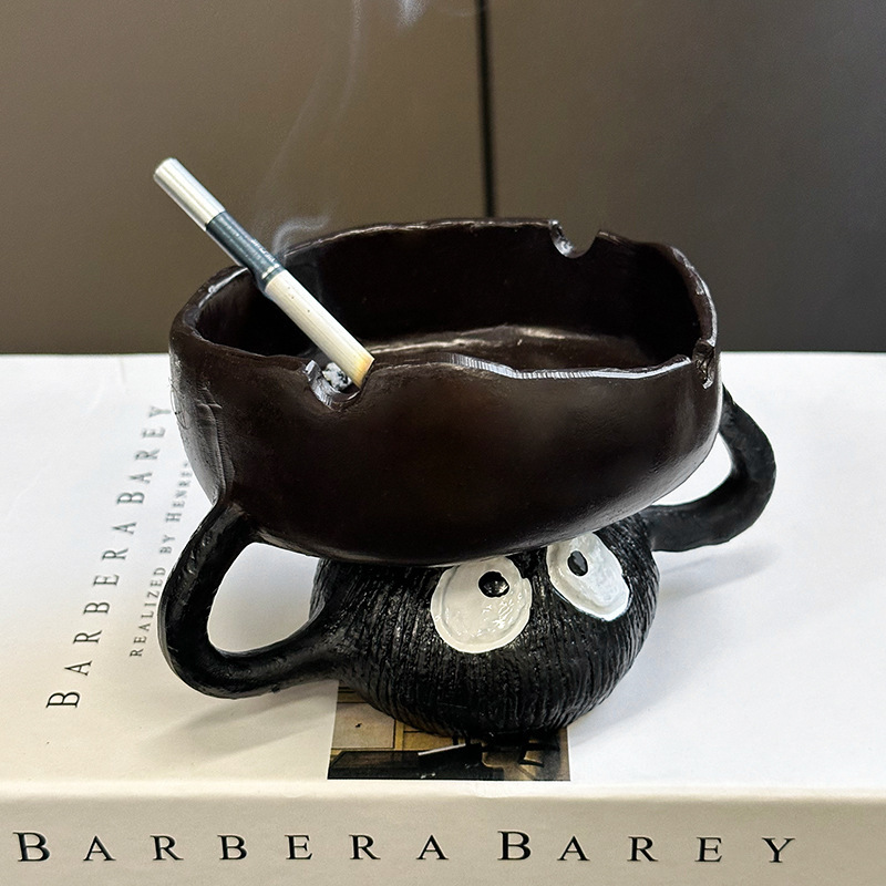 卡通煤球烟灰缸家居客厅茶几办公桌面高级感防飞灰烟灰缸装饰品|undefined
