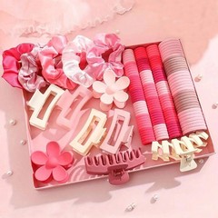 桜ピンクのクロスボーダーヨーロッパとアメリカの売れ筋ヘアピンとヘアゴムセット、ヘアゴムとヘアクリップの組み合わせヘアアクセサリー
