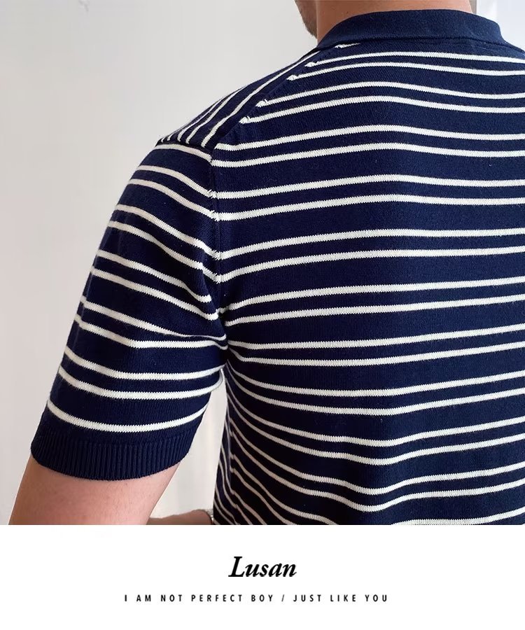 245g Weight Short Sleeve Sleeve Length Regular Sleeve Sleeve Type Polyester Fabric Type Regular Top Length Casual Occasion Turndown Neckline Slim Fit Type Stripe Pattern Summer, Spring Season Men's Gender Classic Style Style 3XL, M Size Wholesale Men's Polyester Classic Style Stripe Short Sleeve Men's T-shirt 33