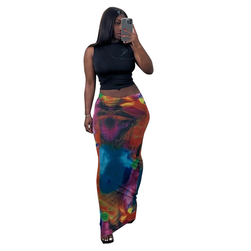 119g Weight Maxi Long Dress Dress Length Type Hip skirt Dresses Type Spandex, Polyester, Milk Silk Printing Fabric Type High Waist Waist Line High Elasticity Elasticity Daily Occasion Painted Function Slim Fit Type Geometric Pattern Spring, Autumn Season Women's Gender wind, Streetwear Style Women's Summer New Casual Painted Print Bare Midriff Slim Fit Sheath Long Skirt 10