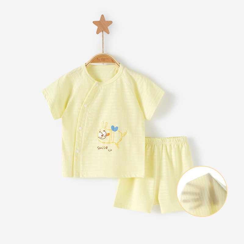Bebé traje de verano de algodón fino de los niños de manga corta traje de dos piezas de la niña masculina recién nacido Ropa dividida Bebé Ropa de verano