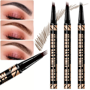[Special for Foreign Trade] QICIY Miniature Four-fork Eyebrow Pen Waterproof and Smooth Rich Coloring Hand-on-Hand Quick Necesary for Novice