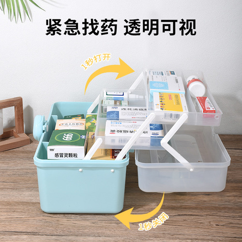 Manufacturer's pharmaceutical box for home use, multi-layer large capacity three-layer small medicine box, household medicine storage box