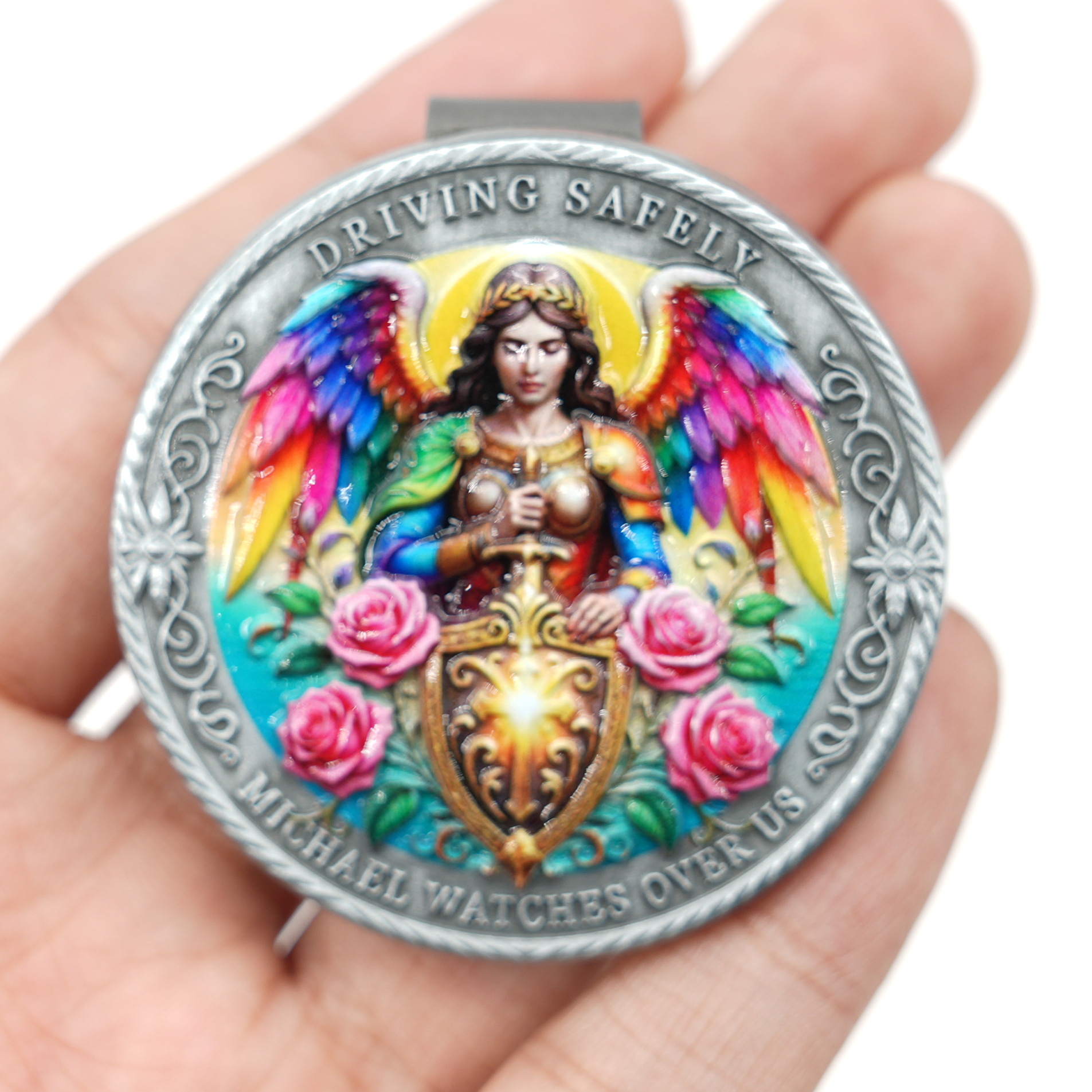 Jz35 Cross-Border Driving Safety Guardian Angel Car Sun Visor Decoration Clip Car Interior Hanging Ornament