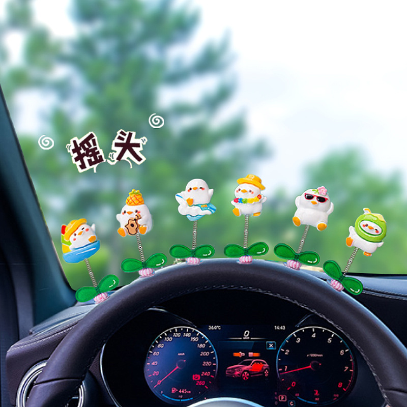 創意卡通可愛鴨中控台汽車擺件小鴨子公仔車內桌面裝飾用品擺件品