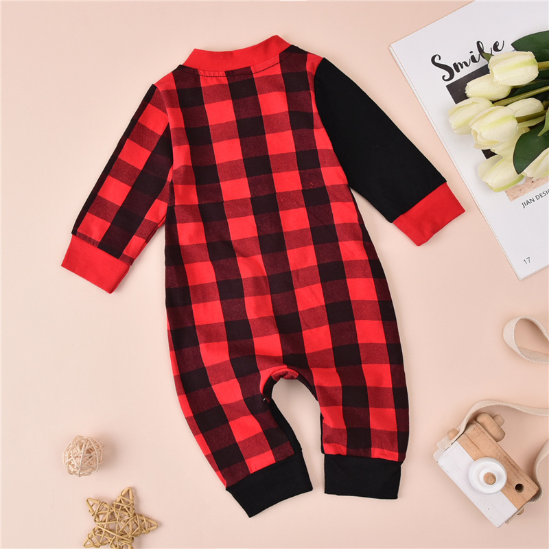 Men's And Women's Clothing Classic Red And Black Plaid Jumpsuit Baby Romper European And American Festival New Children's Jumpsuit display picture 9