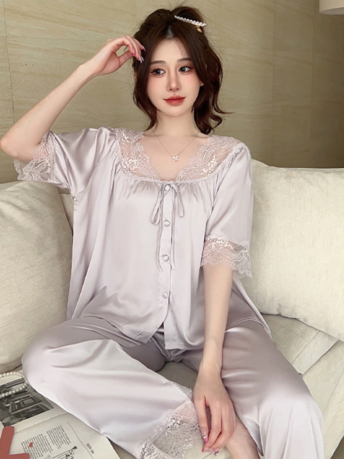 보라색 짧은 긴