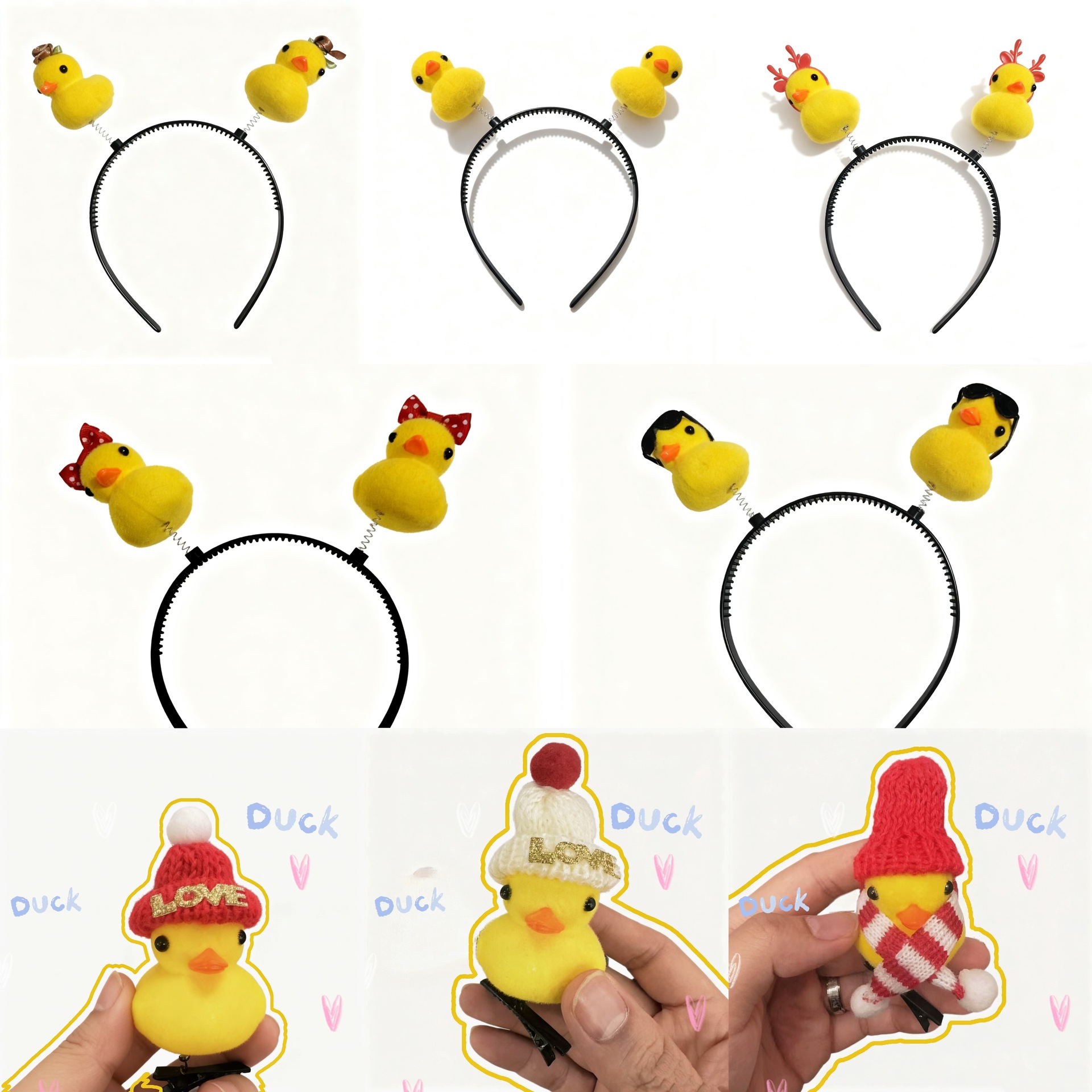 Bonita venta de patos amarillos primavera cabello estereoscópico gran patos dibujos animados adornos de cabello para la clase de jardín de infantes pequeños regalos